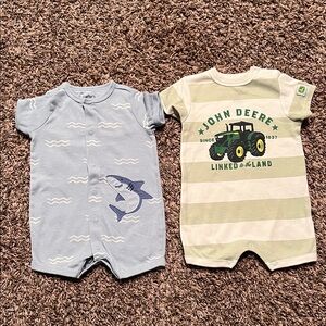 Baby Rompers Set with Shark and Tractor Designs